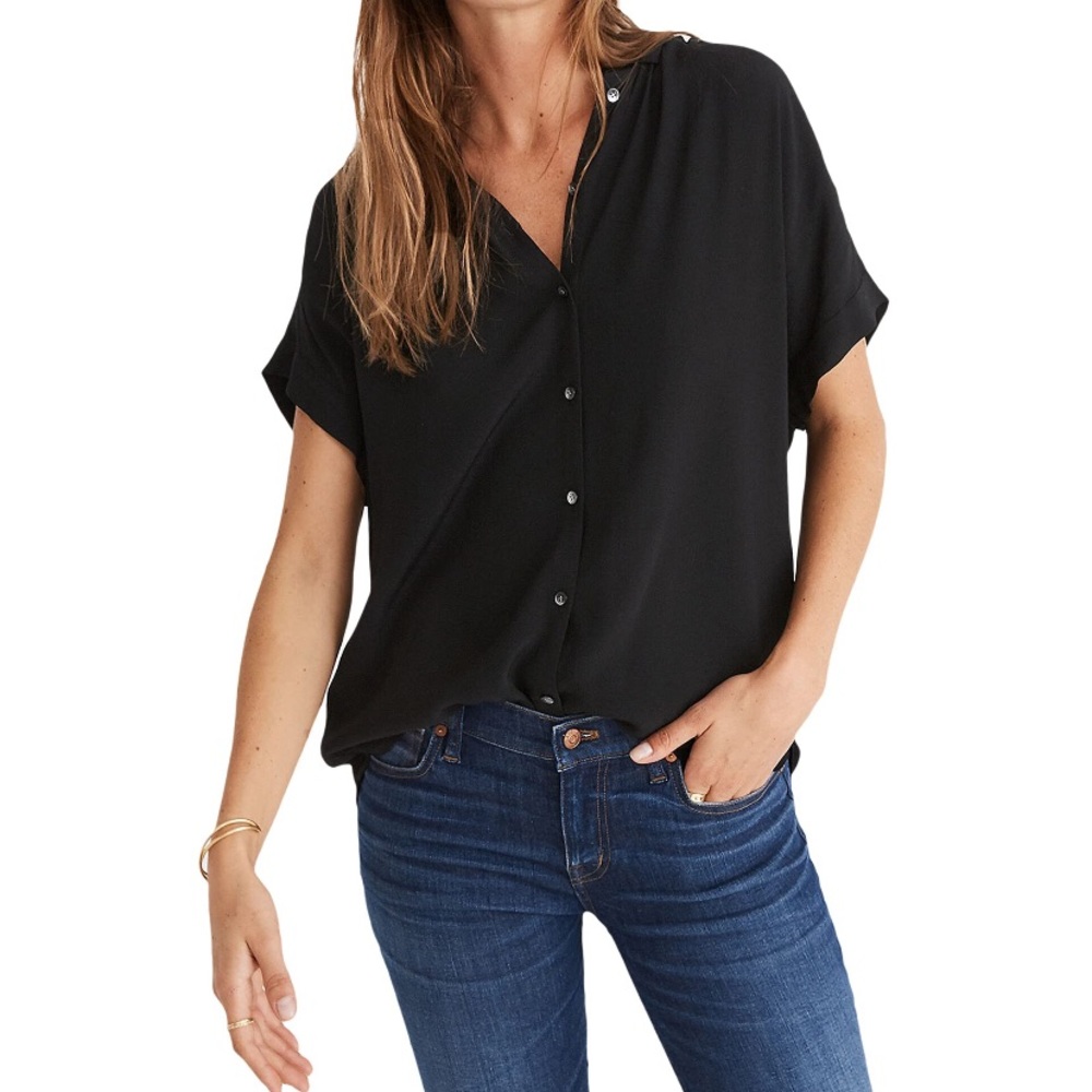 Madewell drapey shirt in black.  Size M